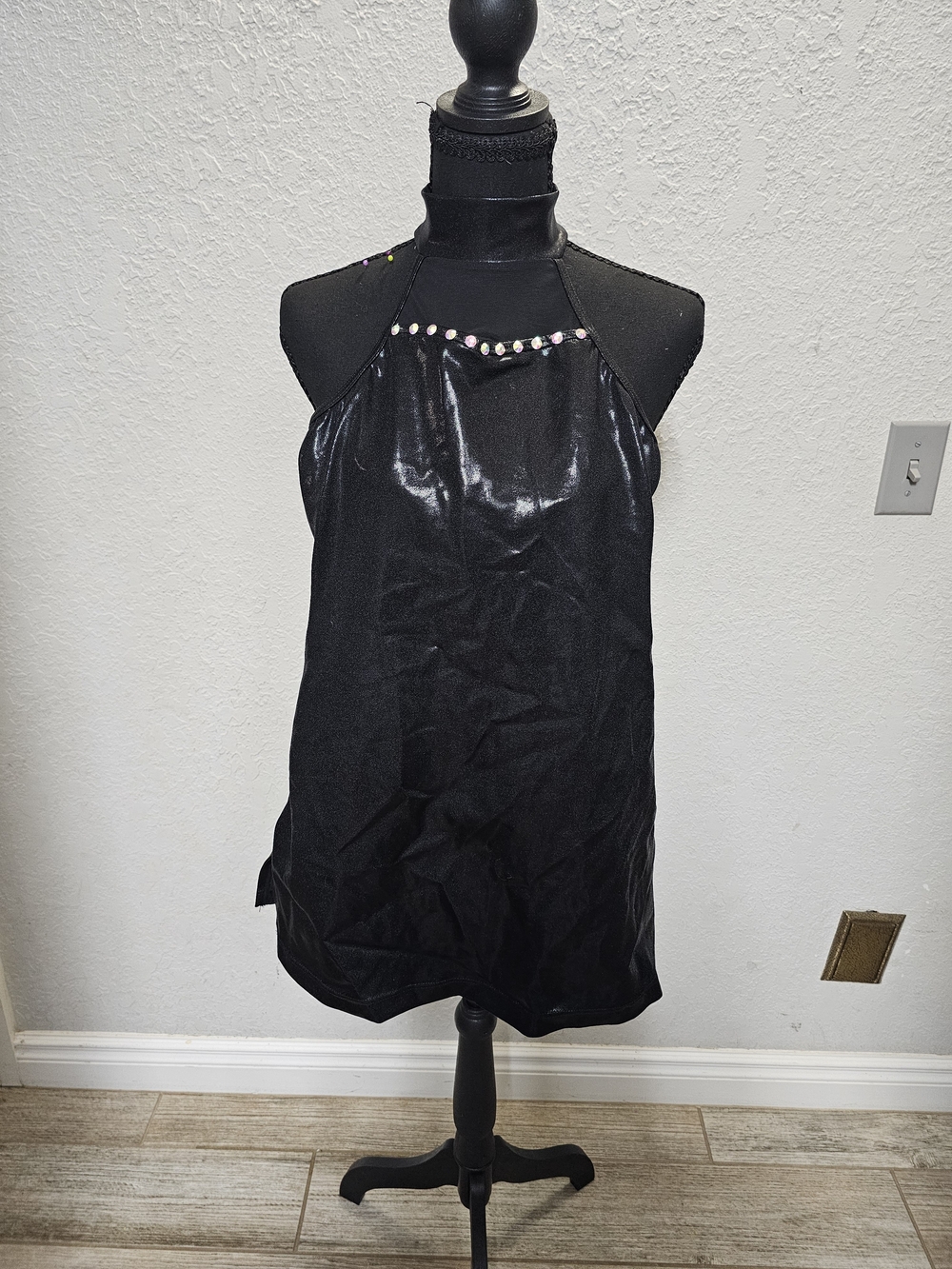 balera Black Halter Dance Dress with Rhinestone Accents